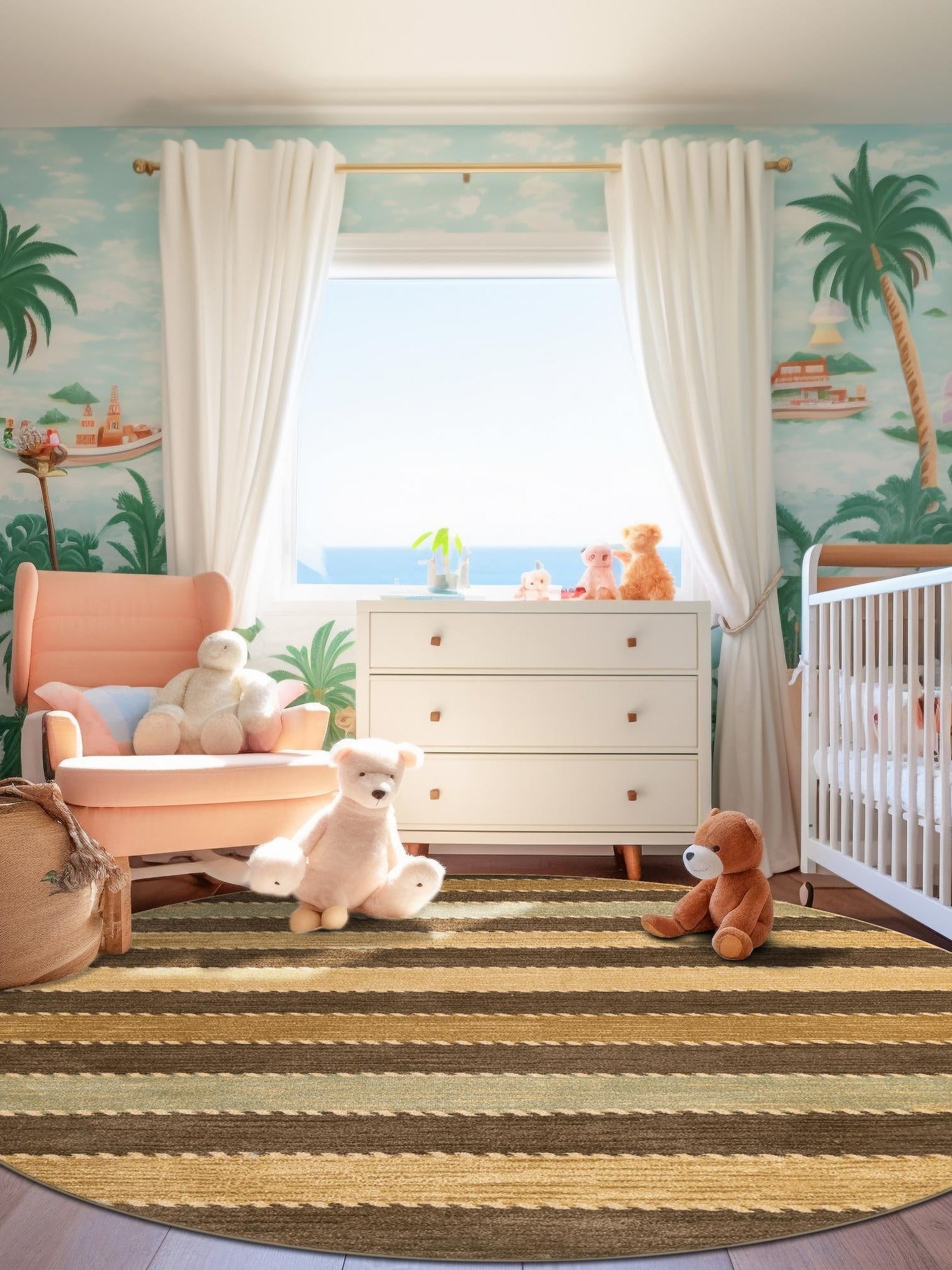 Brown 8' x 8' Fars Round Area Rug 100% Polypropylene Unique Traditional Carpet for Classical Living, Dining Room & Office Spaces for Sale at Rug Engine