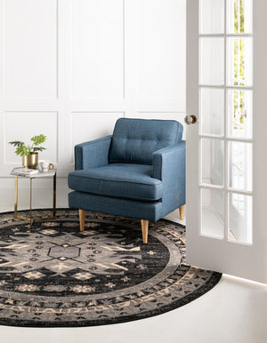 Black 7' 10 x 7' 10 Taftan Round Area Rug