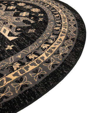 Black 7' 10 x 7' 10 Taftan Round Area Rug