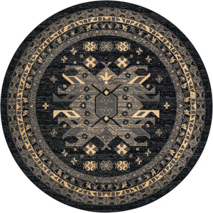 Black 7' 10 x 7' 10 Taftan Round Area Rug