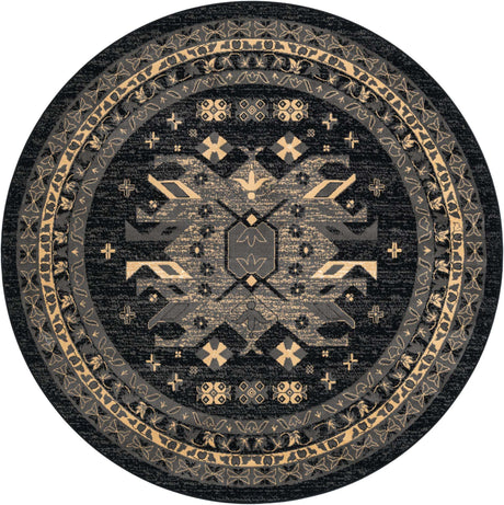 Black 7' 10 x 7' 10 Taftan Round Area Rug