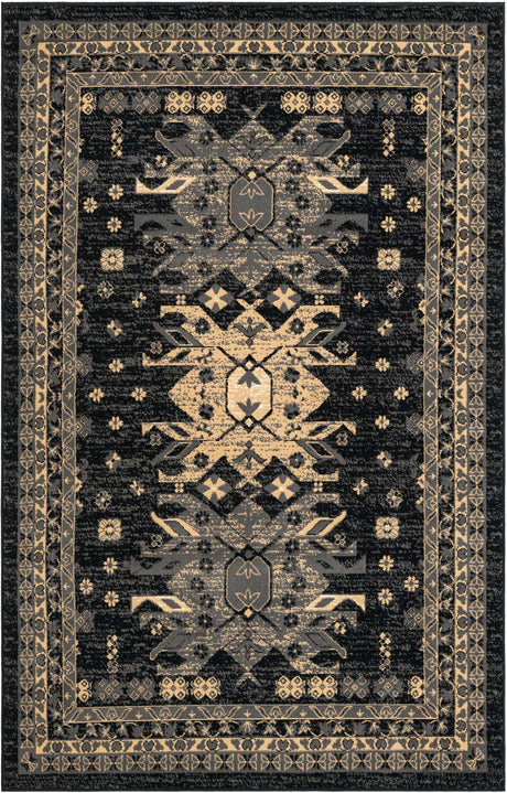 Black 5' 3 x 8' Taftan Rectangle Area Rug