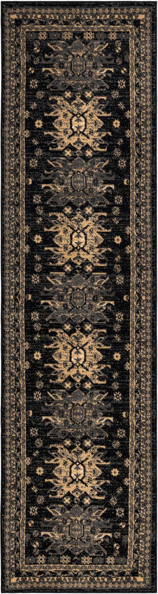 Black 2' 7 x 10' Taftan Runner Area Rug
