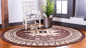 Brown 7' 10 x 7' 10 Taftan Round Area Rug
