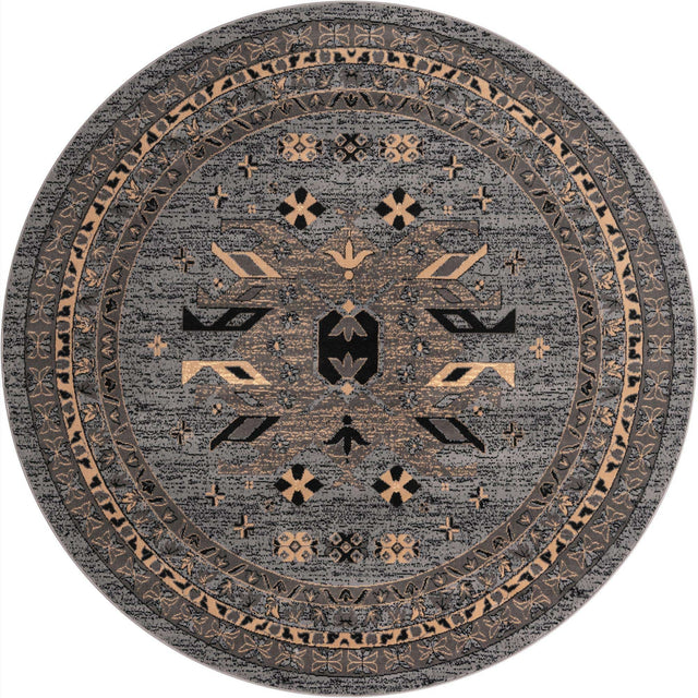 Gray 8' x 8' Taftan Round Rug