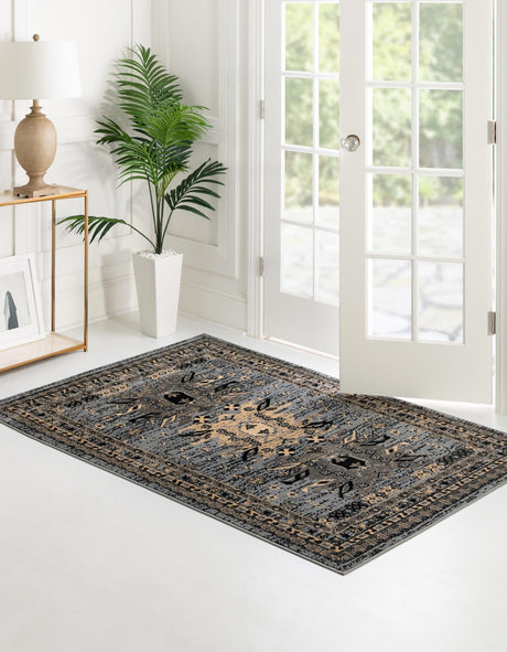 Gray 2' x 3' 1 Taftan Rectangle Area Rug Durable 100% Polypropylene Classic Traditional Design Easy Clean Carpet for Home Interiors for Sale at Rug Engine