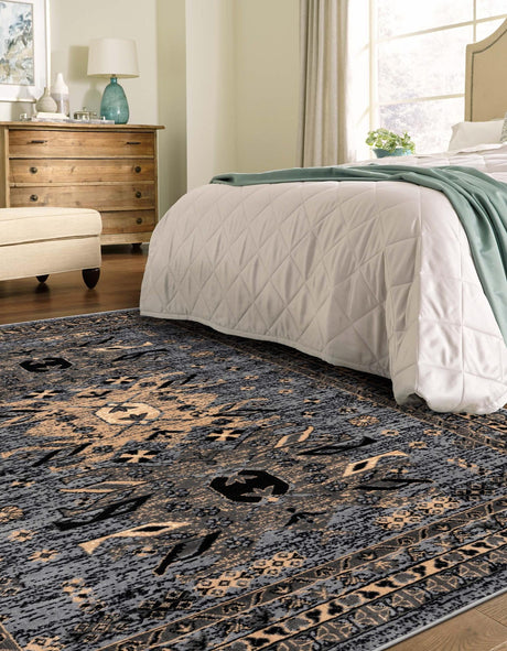 Gray 5' 3 x 8' Taftan Rectangle Area Rug Durable 100% Polypropylene Classic Traditional Design Easy Clean Carpet for Home Interiors for Sale at Rug Engine
