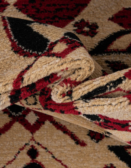 Red 9' x 12' Taftan Rectangle Area Rug Durable 100% Polypropylene Classic Traditional Design Easy Clean Carpet for Home Interiors for Sale at Rug Engine