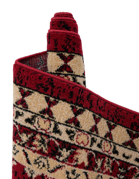 Red 4' 1 x 6' 1 Taftan Rectangle Area Rug Durable 100% Polypropylene Classic Traditional Design Easy Clean Carpet for Home Interiors for Sale at Rug Engine
