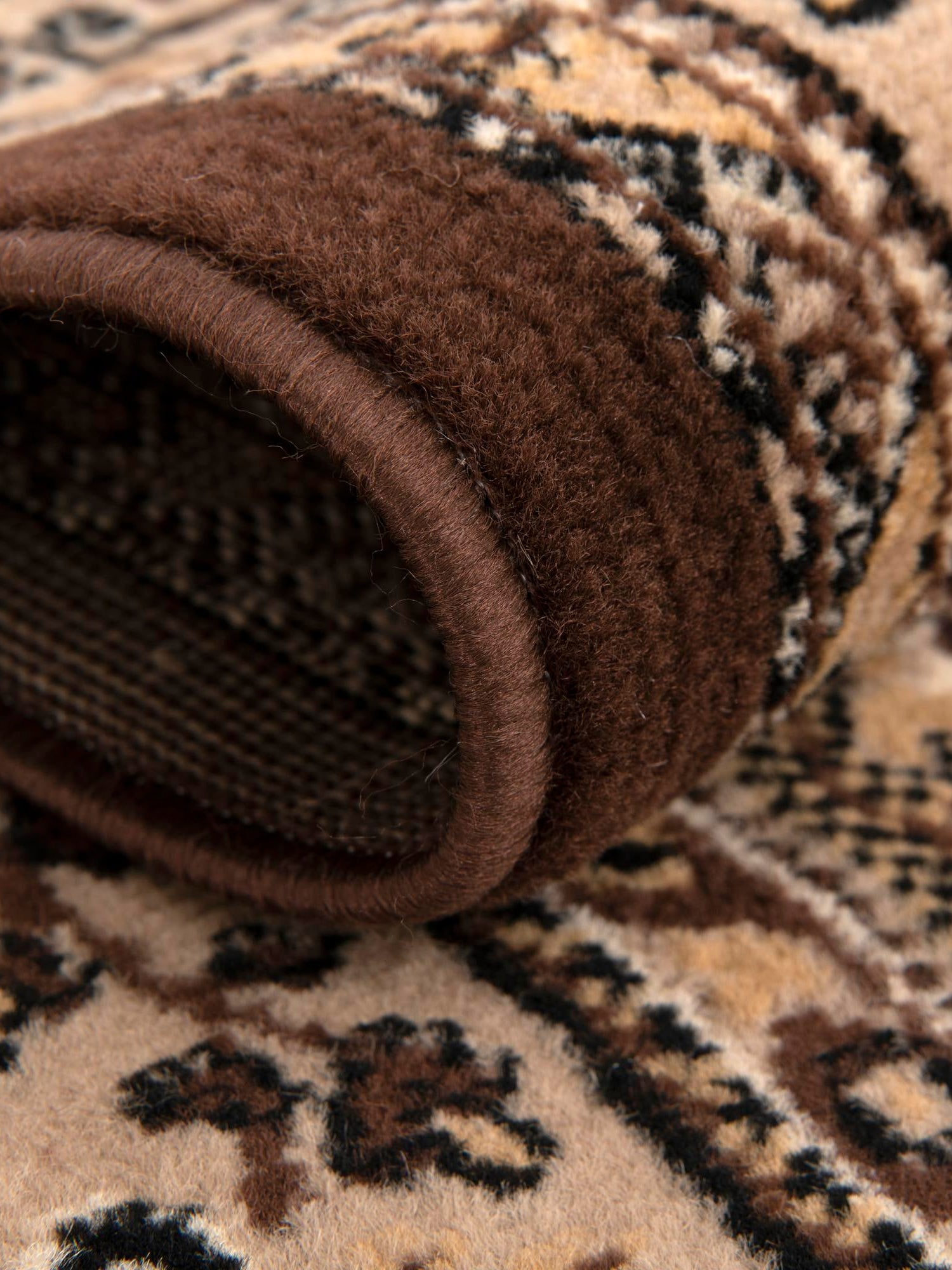 Brown 5' 3 x 5' 3 Reza Round Area Rug 100% Polypropylene Easy Clean Traditional Motif Classic Carpet for Home Interiors for Sale at Rug Engine