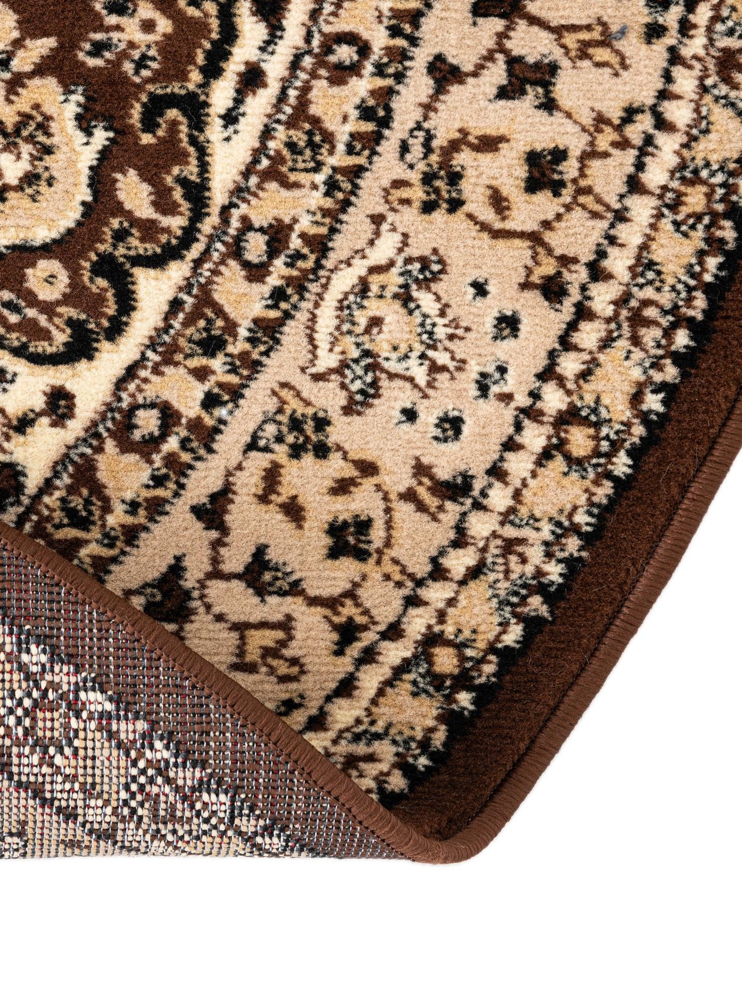 Brown 6' 1 x 6' 1 Reza Round Area Rug 100% Polypropylene Easy Clean Traditional Motif Classic Carpet for Home Interiors for Sale at Rug Engine
