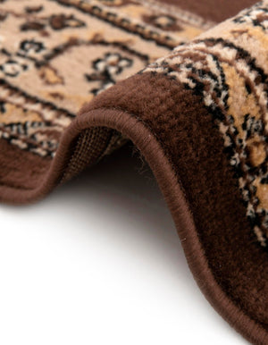 Brown 10' x 10' Reza Round Area Rug 100% Polypropylene Easy Clean Traditional Motif Classic Carpet for Home Interiors for Sale at Rug Engine