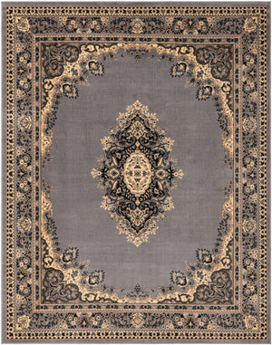 Gray 7' 10 x 10' Reza Rectangle Area Rug 100% Polypropylene Easy Clean Traditional Motif Classic Carpet for Home Interiors for Sale at Rug Engine