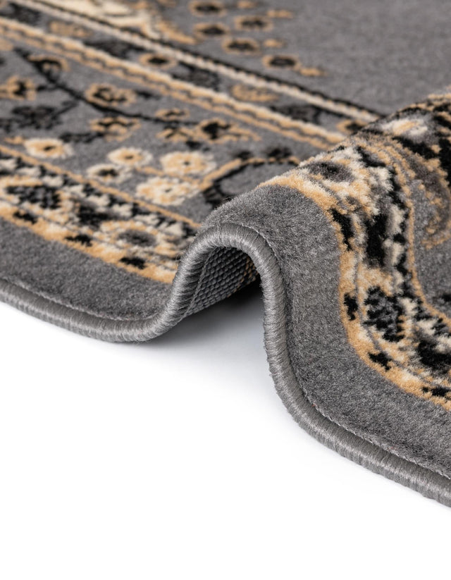 Gray 7' 10 x 7' 10 Reza Round Area Rug 100% Polypropylene Easy Clean Traditional Motif Classic Carpet for Home Interiors for Sale at Rug Engine