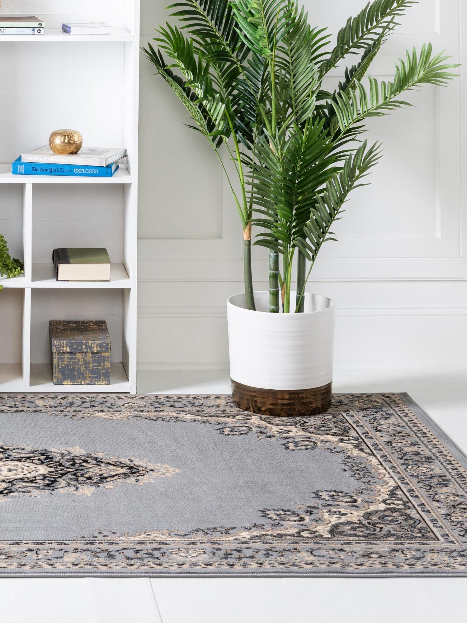 Gray 10' x 13' 1 Reza Rectangle Area Rug 100% Polypropylene Easy Clean Traditional Motif Classic Carpet for Home Interiors for Sale at Rug Engine
