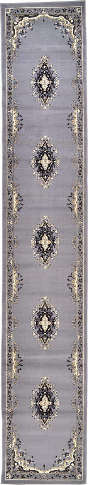 Gray 3' 1 x 16' 5 Reza Runner Area Rug 100% Polypropylene Easy Clean Traditional Motif Classic Carpet for Home Interiors for Sale at Rug Engine