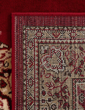 Burgundy 4' 1 x 6' 1 Reza Rectangle Area Rug 100% Polypropylene Easy Clean Traditional Motif Classic Carpet for Home Interiors for Sale at Rug Engine