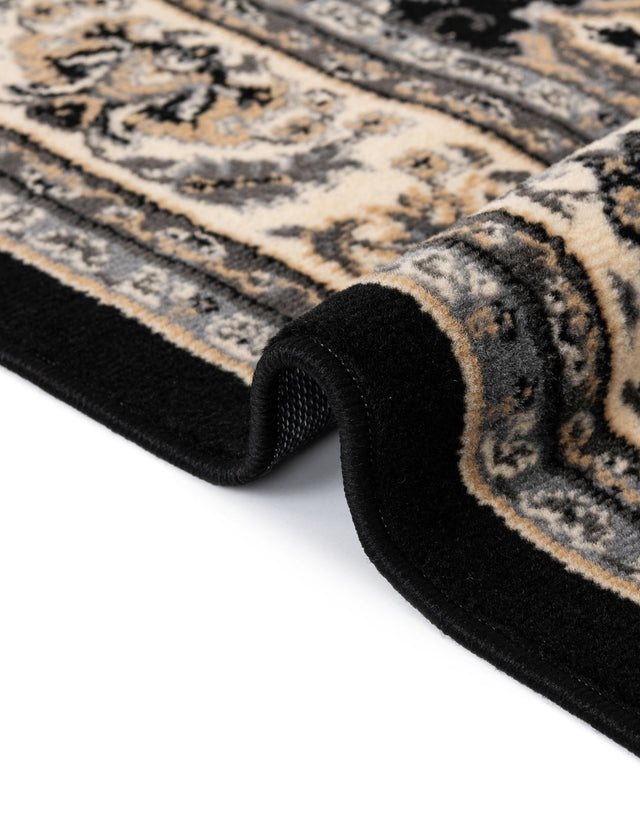 Black 6' 1 x 6' 1 Sialk Hill Round Area Rug 100% Polypropylene Durable Easy Clean Classic Traditional Design Carpet for Interior Design for Sale at Rug Engine