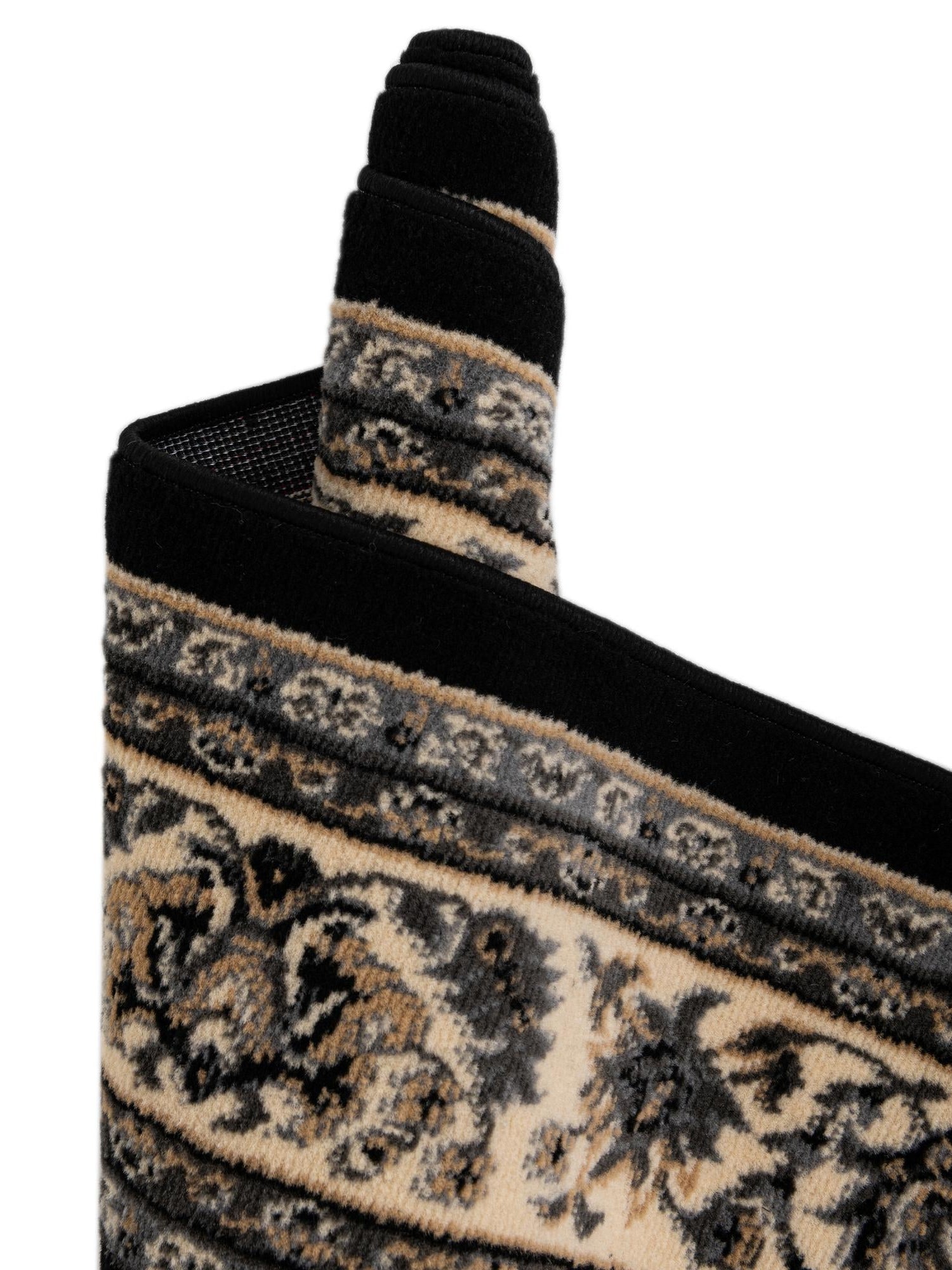 Black 4' 1 x 4' 1 Sialk Hill Round Area Rug 100% Polypropylene Durable Easy Clean Classic Traditional Design Carpet for Interior Design for Sale at Rug Engine