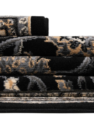 Black 6' 1 x 6' 1 Sialk Hill Round Area Rug 100% Polypropylene Durable Easy Clean Classic Traditional Design Carpet for Interior Design for Sale at Rug Engine