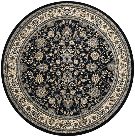 Black 7' 10 x 7' 10 Sialk Hill Round Area Rug 100% Polypropylene Durable Easy Clean Classic Traditional Design Carpet for Interior Design for Sale at Rug Engine