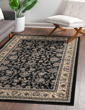 Black 7' 10 x 10' Sialk Hill Rectangle Area Rug 100% Polypropylene Durable Easy Clean Classic Traditional Design Carpet for Interior Design for Sale at Rug Engine