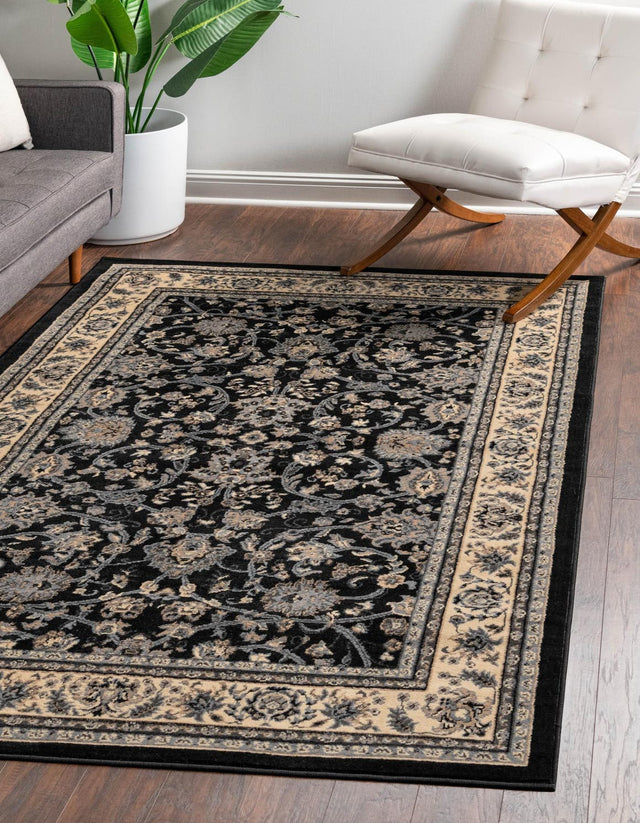 Black 7' 10 x 10' Sialk Hill Rectangle Area Rug 100% Polypropylene Durable Easy Clean Classic Traditional Design Carpet for Interior Design for Sale at Rug Engine