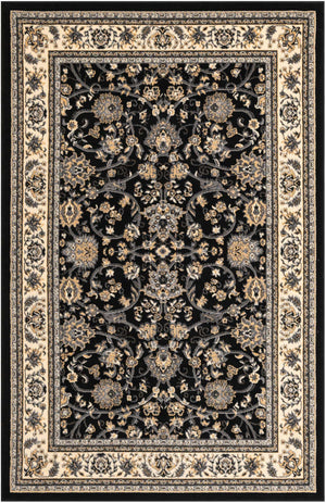 Black 5' 3 x 8' Sialk Hill Rectangle Area Rug 100% Polypropylene Durable Easy Clean Classic Traditional Design Carpet for Interior Design for Sale at Rug Engine