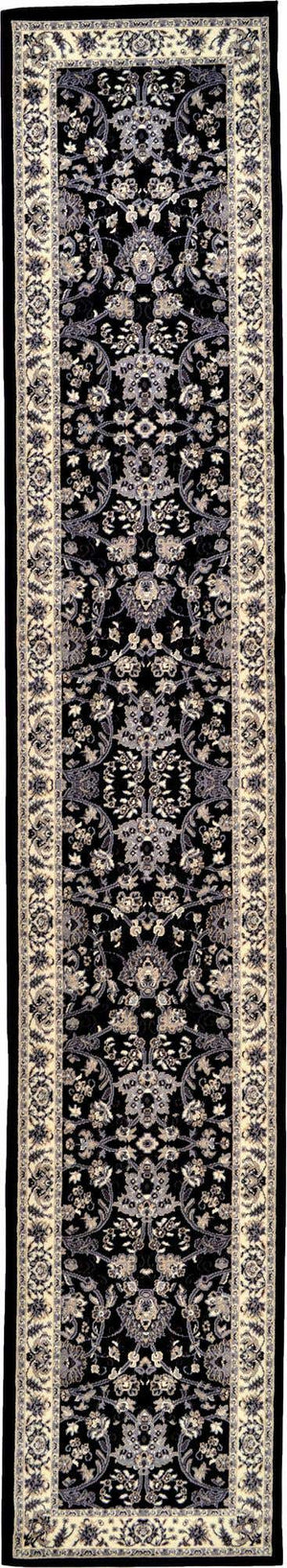 Black 3' 1 x 16' 5 Sialk Hill Runner Area Rug 100% Polypropylene Durable Easy Clean Classic Traditional Design Carpet for Interior Design for Sale at Rug Engine