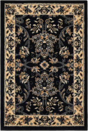 Black 2' x 3' 1 Sialk Hill Rectangle Area Rug 100% Polypropylene Durable Easy Clean Classic Traditional Design Carpet for Interior Design for Sale at Rug Engine