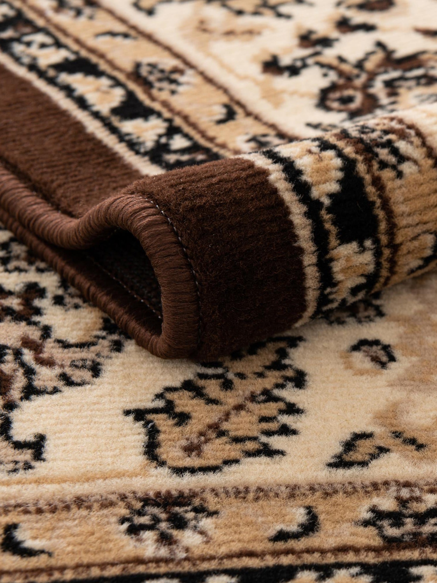 Brown 5' 3 x 5' 3 Sialk Hill Round Area Rug 100% Polypropylene Durable Easy Clean Classic Traditional Design Carpet for Interior Design for Sale at Rug Engine