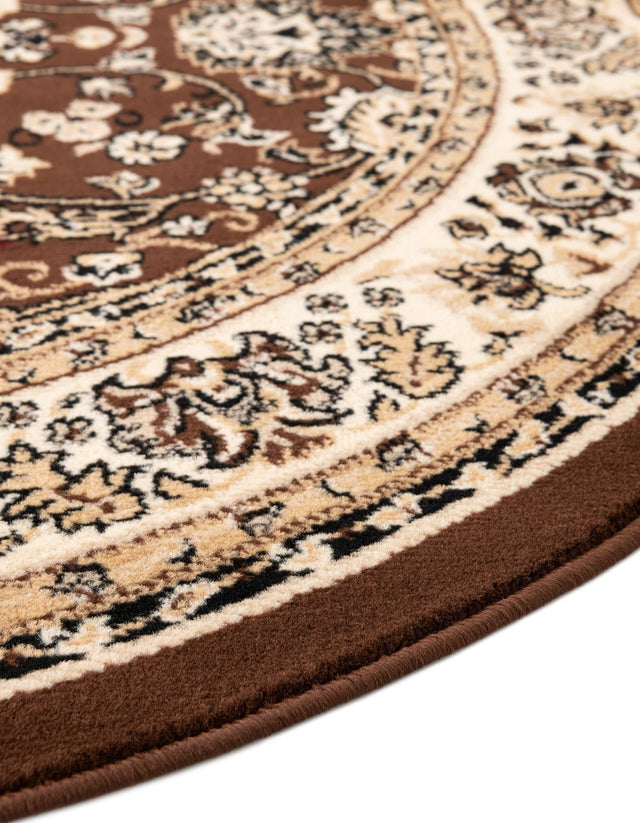Brown 5' 3 x 5' 3 Sialk Hill Round Area Rug 100% Polypropylene Durable Easy Clean Classic Traditional Design Carpet for Interior Design for Sale at Rug Engine