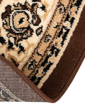 Brown 3' 1 x 3' 1 Sialk Hill Round Area Rug 100% Polypropylene Durable Easy Clean Classic Traditional Design Carpet for Interior Design for Sale at Rug Engine