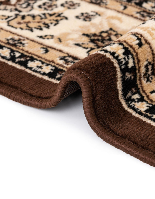 Brown 3' 1 x 3' 1 Sialk Hill Round Area Rug 100% Polypropylene Durable Easy Clean Classic Traditional Design Carpet for Interior Design for Sale at Rug Engine
