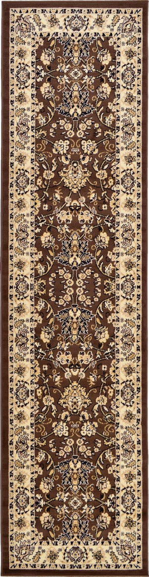 Brown 2' 7 x 10' Sialk Hill Runner Area Rug 100% Polypropylene Durable Easy Clean Classic Traditional Design Carpet for Interior Design for Sale at Rug Engine