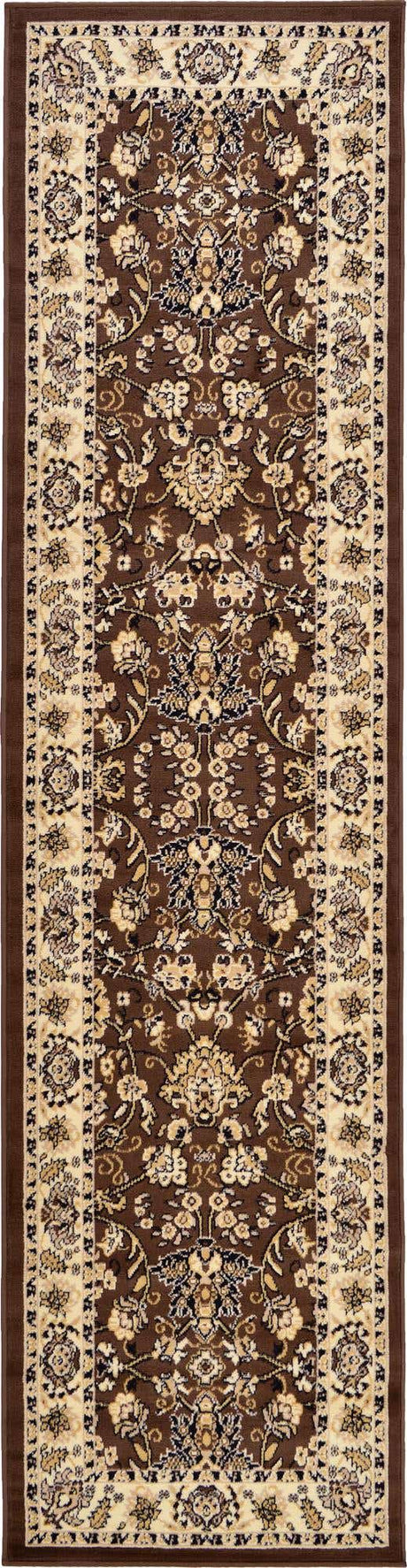 Brown 2' 7 x 10' Sialk Hill Runner Area Rug 100% Polypropylene Durable Easy Clean Classic Traditional Design Carpet for Interior Design for Sale at Rug Engine