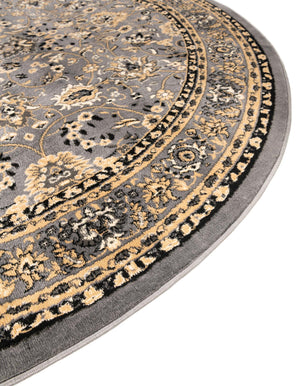 Gray 3' 1 x 3' 1 Sialk Hill Round Area Rug 100% Polypropylene Durable Easy Clean Classic Traditional Design Carpet for Interior Design for Sale at Rug Engine