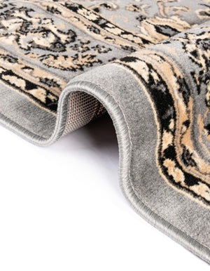 Gray 3' 1 x 3' 1 Sialk Hill Round Area Rug 100% Polypropylene Durable Easy Clean Classic Traditional Design Carpet for Interior Design for Sale at Rug Engine