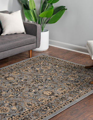 Gray 5' 3 x 8' Sialk Hill Rectangle Area Rug 100% Polypropylene Durable Easy Clean Classic Traditional Design Carpet for Interior Design for Sale at Rug Engine
