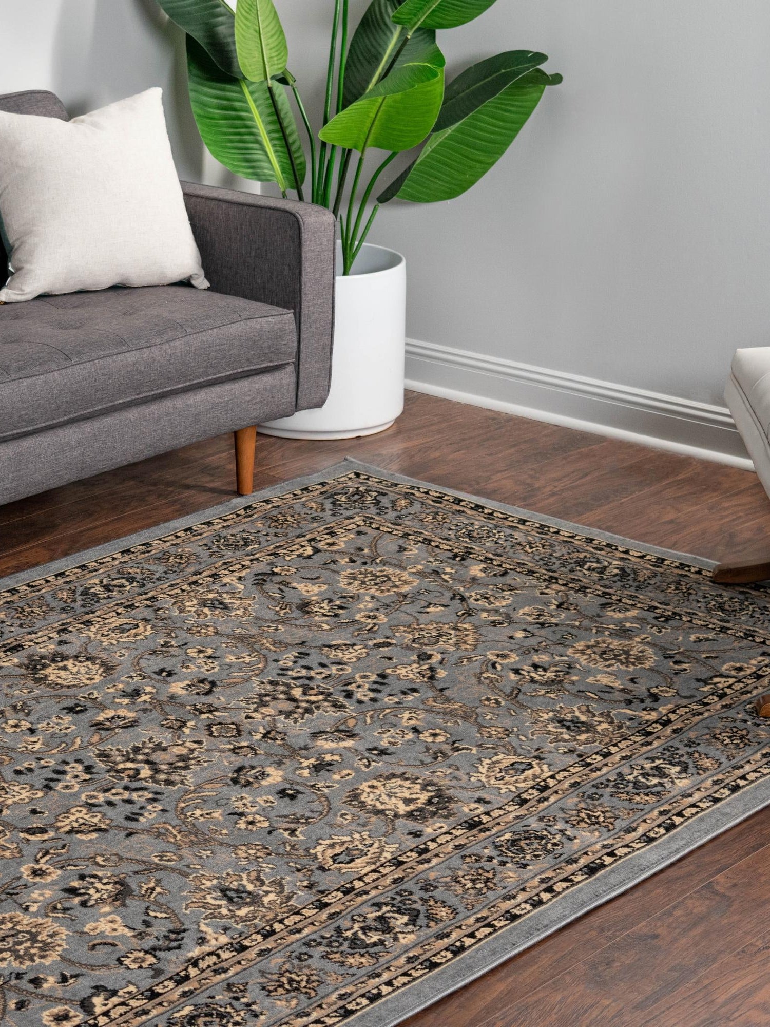 Gray 7' 10 x 10' Sialk Hill Rectangle Area Rug 100% Polypropylene Durable Easy Clean Classic Traditional Design Carpet for Interior Design for Sale at Rug Engine