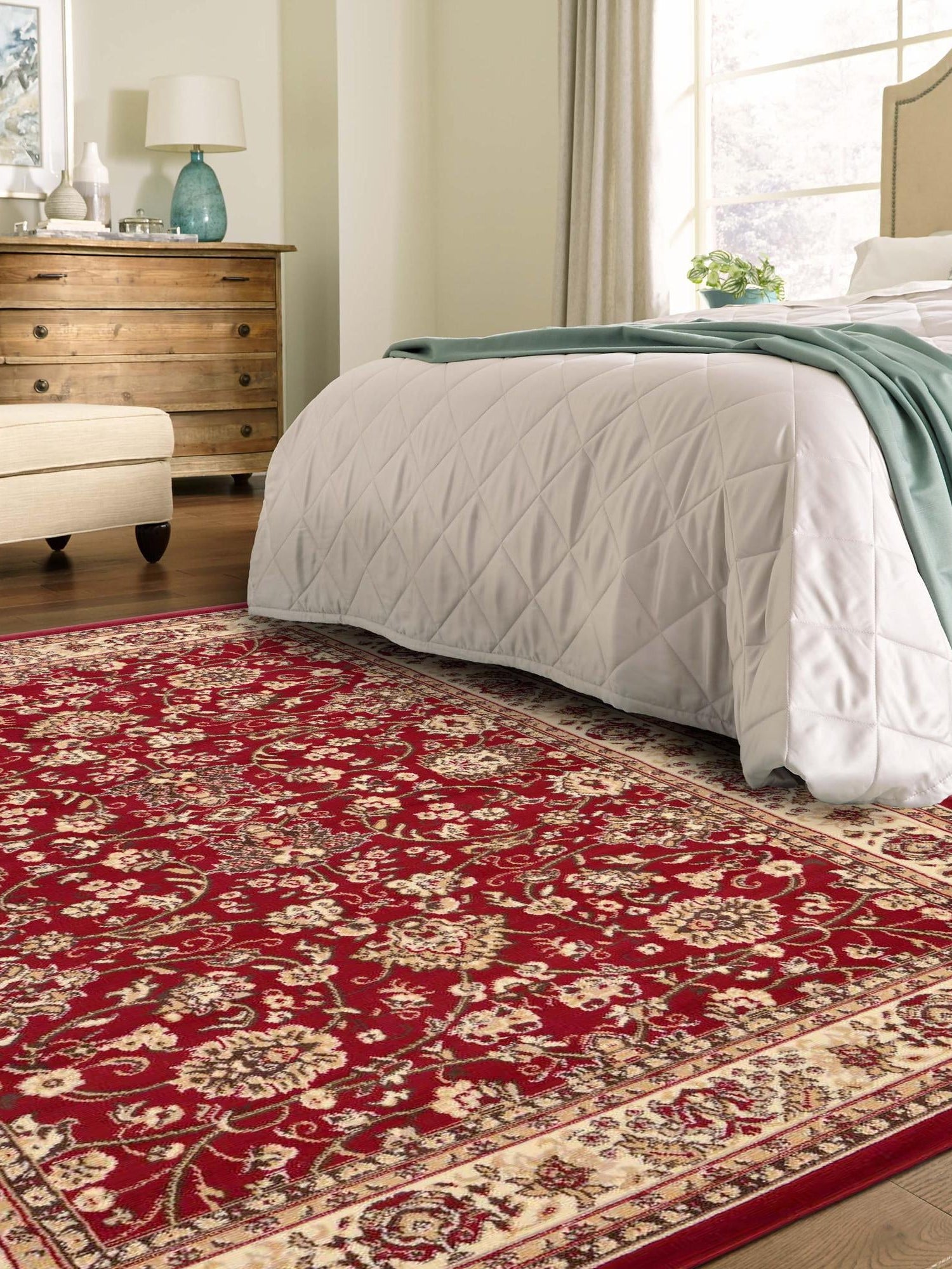 Burgundy 7' 10 x 10' Sialk Hill Rectangle Area Rug 100% Polypropylene Durable Easy Clean Classic Traditional Design Carpet for Interior Design for Sale at Rug Engine