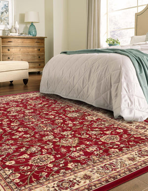 Burgundy 6' 1 x 9' Sialk Hill Rectangle Area Rug 100% Polypropylene Durable Easy Clean Classic Traditional Design Carpet for Interior Design for Sale at Rug Engine