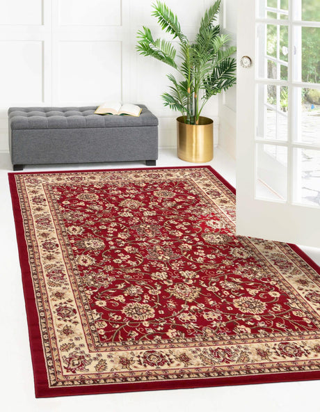 Burgundy 5' 3 x 8' Sialk Hill Rectangle Area Rug Discounted Clearance Final Sale