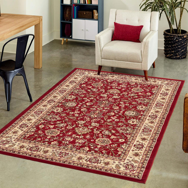 Burgundy 5' 3 x 7' 1 Sialk Hill Rectangle Area Rug 100% Polypropylene Durable Easy Clean Classic Traditional Design Carpet for Interior Design for Sale at Rug Engine