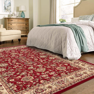 Burgundy 5' 3 x 7' 1 Sialk Hill Rectangle Area Rug 100% Polypropylene Durable Easy Clean Classic Traditional Design Carpet for Interior Design for Sale at Rug Engine