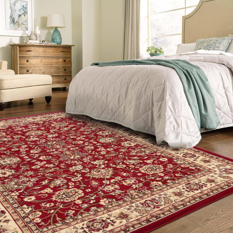 Burgundy 5' 3 x 7' 1 Sialk Hill Rectangle Area Rug 100% Polypropylene Durable Easy Clean Classic Traditional Design Carpet for Interior Design for Sale at Rug Engine