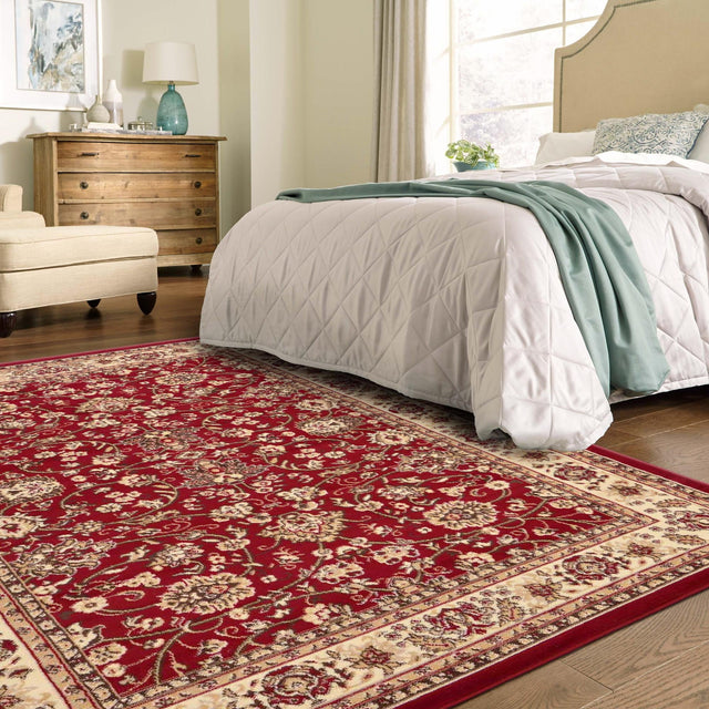 Burgundy 5' 3 x 7' 1 Sialk Hill Rectangle Area Rug 100% Polypropylene Durable Easy Clean Classic Traditional Design Carpet for Interior Design for Sale at Rug Engine