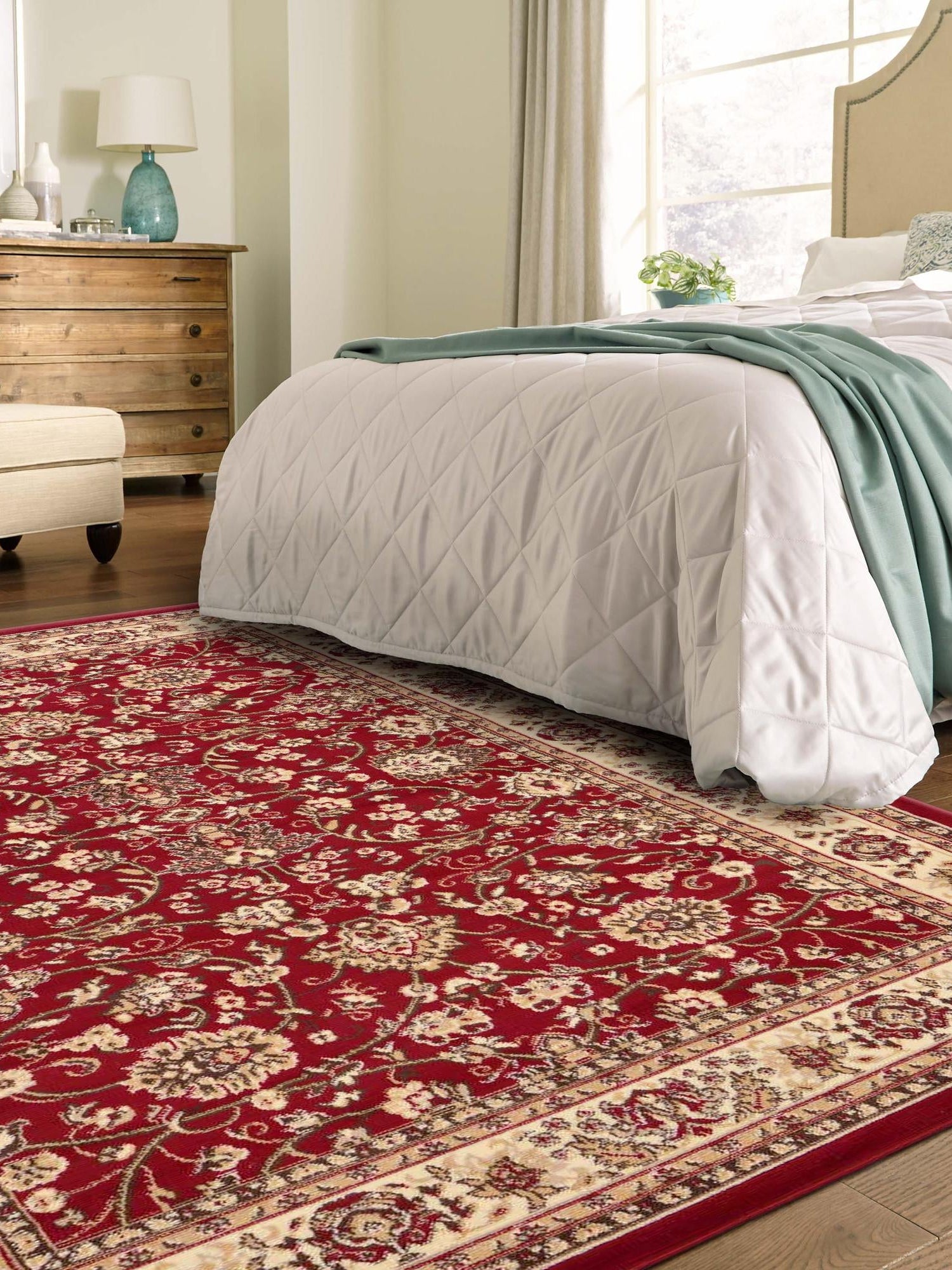 Burgundy 7' 1 x 10' Sialk Hill Rectangle Area Rug 100% Polypropylene Durable Easy Clean Classic Traditional Design Carpet for Interior Design for Sale at Rug Engine