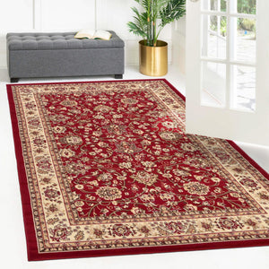 Burgundy 5' 3 x 7' 1 Sialk Hill Rectangle Area Rug 100% Polypropylene Durable Easy Clean Classic Traditional Design Carpet for Interior Design for Sale at Rug Engine