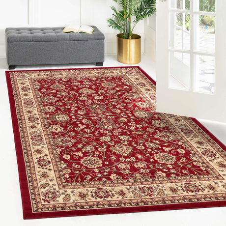 Burgundy 5' 3 x 7' 1 Sialk Hill Rectangle Area Rug 100% Polypropylene Durable Easy Clean Classic Traditional Design Carpet for Interior Design for Sale at Rug Engine